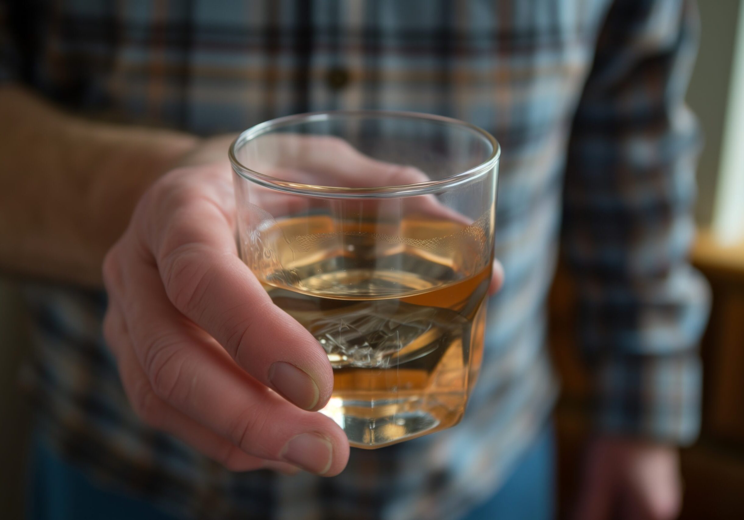 man with glass full of drinking water; water contamination on a military base